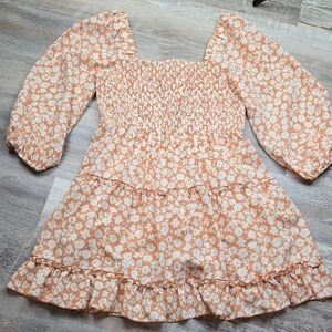 Pink Lily Light Orange Floral Dress